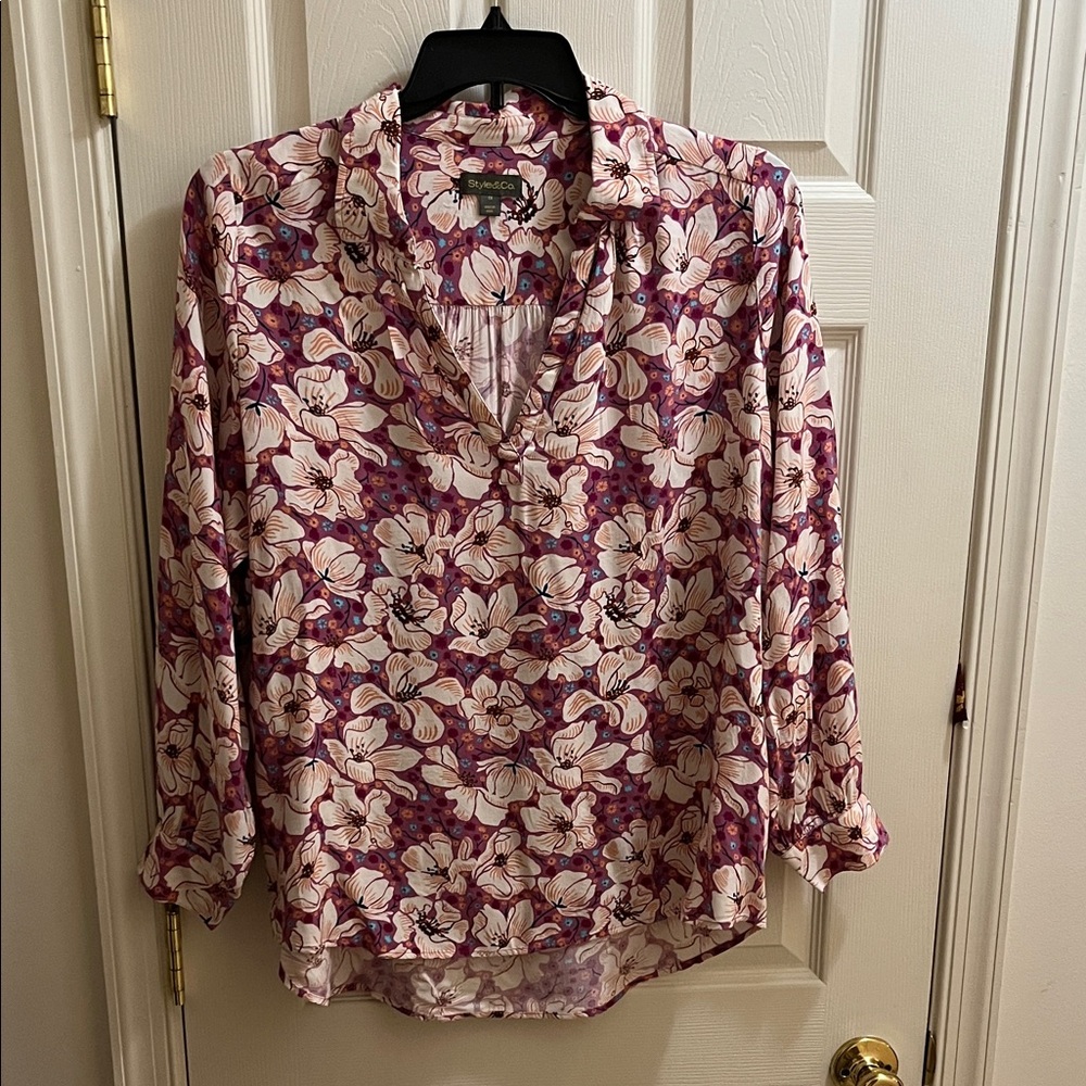 Style & Co. Purple Floral Blouse